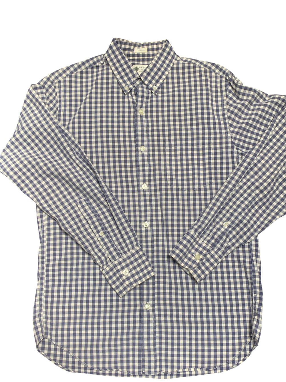 J. Crew Navy and White Gingham Button-Down Shirt
